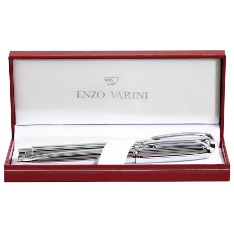 Parure de Stylos Plume & Bille Enzo Varini® "Castello" Chromé Parure de Stylos Plume & Bille Enzo Varini® "Castello" Chromé