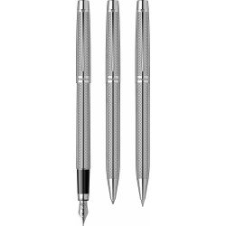 Parure 3 Stylos Plume Bille et Portemine Scrikss® Vénus Chrome Pointe Diamant