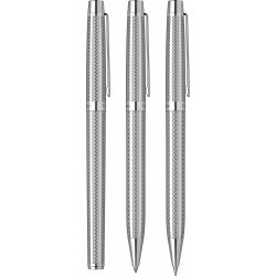Parure 3 Stylos Plume Bille et Portemine Scrikss® Vénus Chrome Pointe Diamant