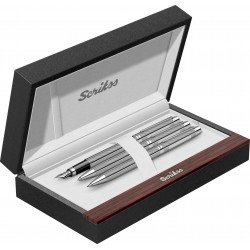 Parure 3 Stylos Plume Bille et Portemine Scrikss® Vénus Chrome Pointe Diamant