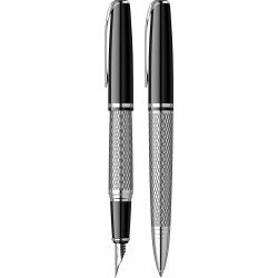Parure Stylos Plume & Bille Scrikss® Pera Chrome & Noir