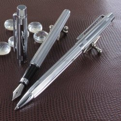 Parure Stylos Plume & Bille Scrikss® Vénus Chrome Pointe Diamant
