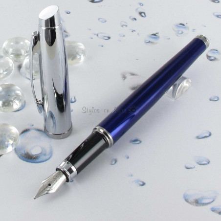 Stylo Plume Moyenne Scrikss® Bleu Chrome
