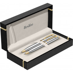 Parure Stylos Bille & Portemine 0,7mm Scrikss® Oscar Chrome Or 23 carats