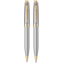 Parure Stylos Bille & Portemine 0,7mm Scrikss® Oscar Chrome Or 23 carats