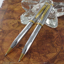 Parure Stylos Bille & Portemine 0,7mm Scrikss® Oscar Chrome Or 23 carats