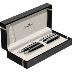 Parure Stylos Plume & Bille Scrikss® Honour Noir Brillant