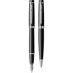 Parure Stylos Plume & Bille Scrikss® Honour Noir Brillant