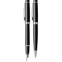 Parure Stylos Plume & Bille Scrikss® Honour Noir Brillant