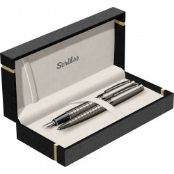 Parure Stylos Plume & Bille Scrikss® Honour Gris Carbone