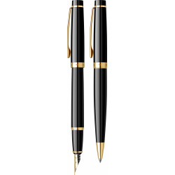 Parure Stylos Plume & Bille Scrikss® Honour Noir et Or