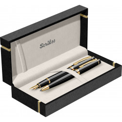 Parure Stylos Plume & Bille Scrikss® Honour Noir et Or