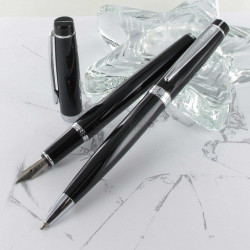 Parure Stylos Plume & Bille Scrikss® Honour Noir Brillant