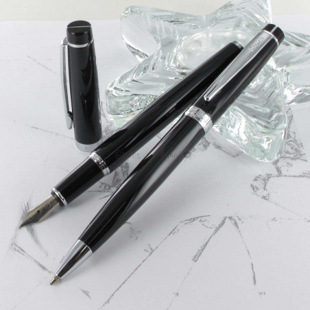 Parure Stylos Plume & Bille Scrikss® Honour Noir Brillant