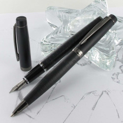 Parure Stylos Plume & Bille Scrikss® Honour Noir Mat