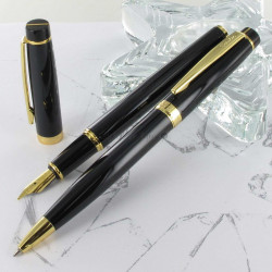 Parure Stylos Plume & Bille Scrikss® Honour Noir et Or