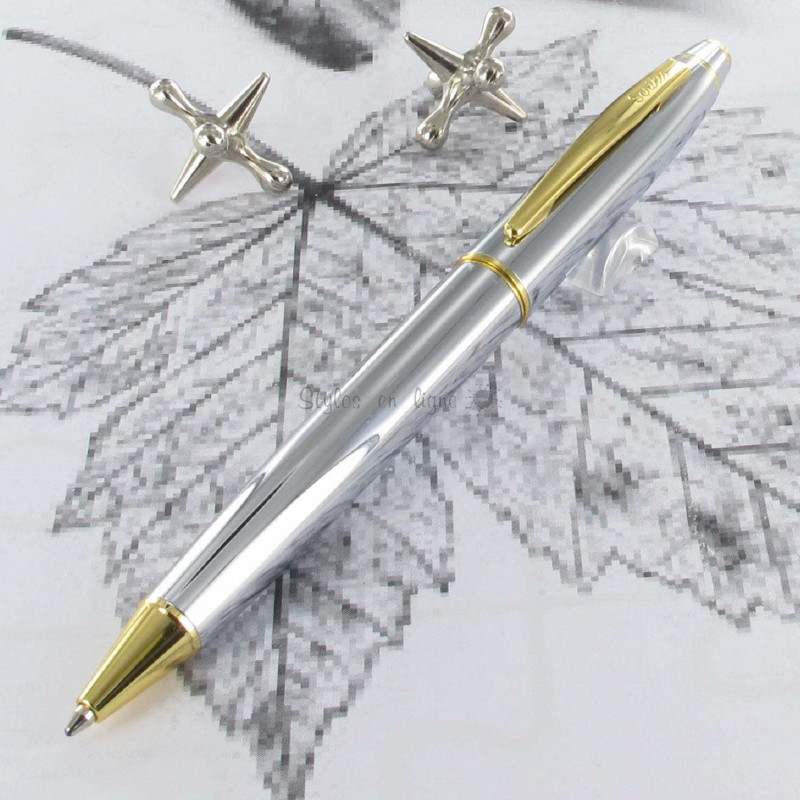 Stylo Bille Scrikss® Noble Chromé et Or Stylo Bille Scrikss® Noble Chromé et Or