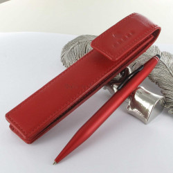 Coffret Stylo Bille et Stylet Cross® "Tech2" Rouge Métallique + Etui Cuir Rouge