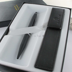 Coffret Stylo Bille et Stylet Cross® "Tech2" Noir + Etui Cuir Noir