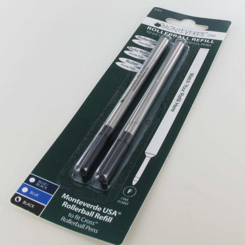 Lot de 2 Recharges Rollers Noires type Cross Monteverde® générique Lot de 2 Recharges Rollers Noires type Cross Monteverde® générique