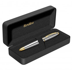 Stylo Roller Scrikss® Knight Acier Mat et Plaqué Or