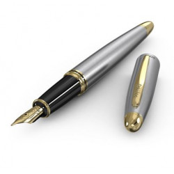 Stylo Plume Scrikss® Knight Acier Mat et Plaqué Or