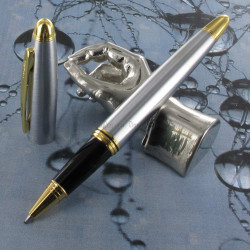 Stylo Roller Scrikss® Knight Acier Mat et Plaqué Or