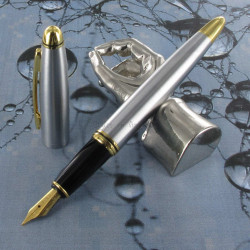 Stylo Plume Scrikss® Knight Acier Mat et Plaqué Or