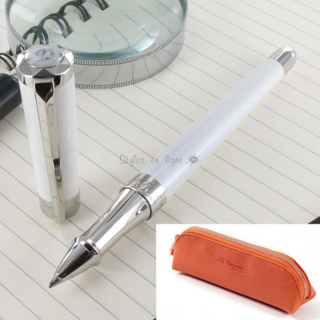 Stylo Roller ST Dupont® Liberté Laque Blanche Nacrée + TROUSSE OFFERTE