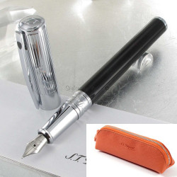 Stylo Plume ST Dupont® D-Initial Noir Chrome + Trousse OFFERTE