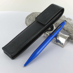 Coffret Stylo Bille et Stylet Cross® "Tech2" Bleu + Etui Cuir Noir