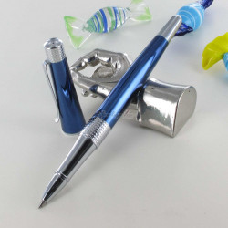 Stylo Roller Cross® "Beverly" Laque Bleu + Etui Cuir Noir