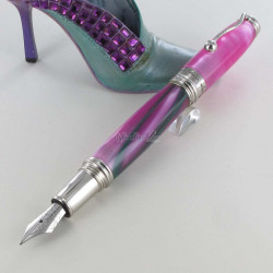 Stylo Plume Jean Pierre Lépine® "INDIGO" Rose & Filets Verts
