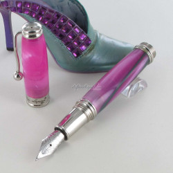 Stylo Plume Jean Pierre Lépine® "INDIGO" Rose & Filets Verts