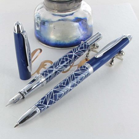 Parure de Stylos Plume & Bille Enzo Varini® "Maggiore" Marine