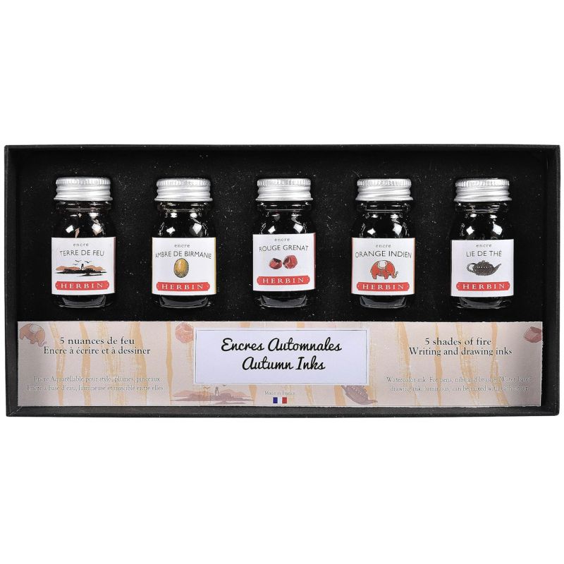 Coffret 5 "Encres automnales" J. Herbin® Nuances de feu Coffret 5 "Encres automnales" J. Herbin® Nuances de feu