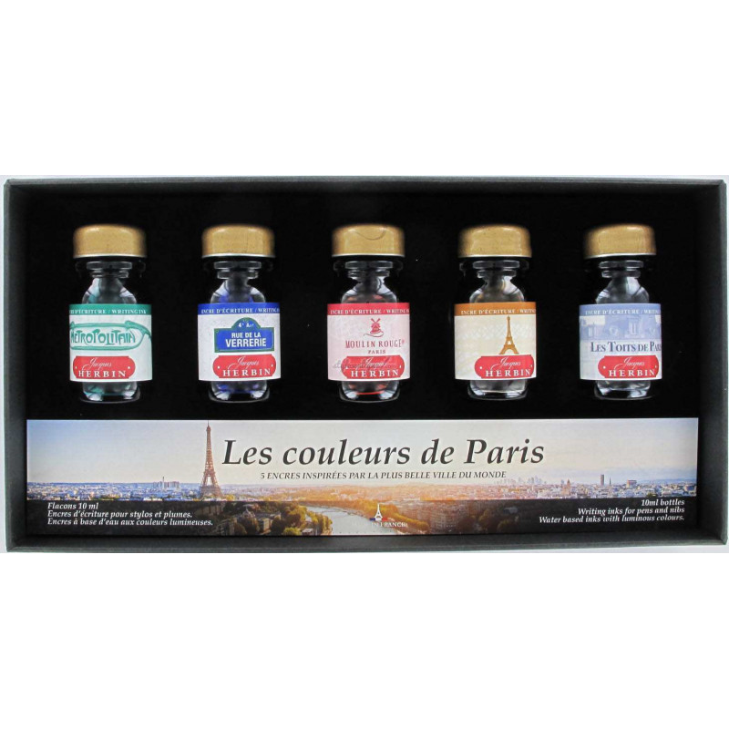 Coffret 5 "Encres de Paris" J. Herbin® Couleurs de Paris Coffret 5 "Encres de Paris" J. Herbin® Couleurs de Paris
