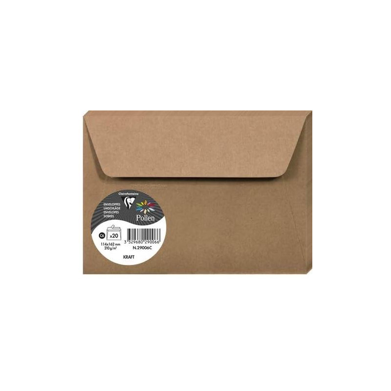 5 Enveloppes Pollen C6 Adhésives Kraft 5 Enveloppes Pollen C6 Adhésives Kraft
