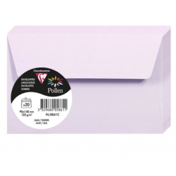 20 Enveloppes Pollen 90x140mm Adhésives Rose Lilas