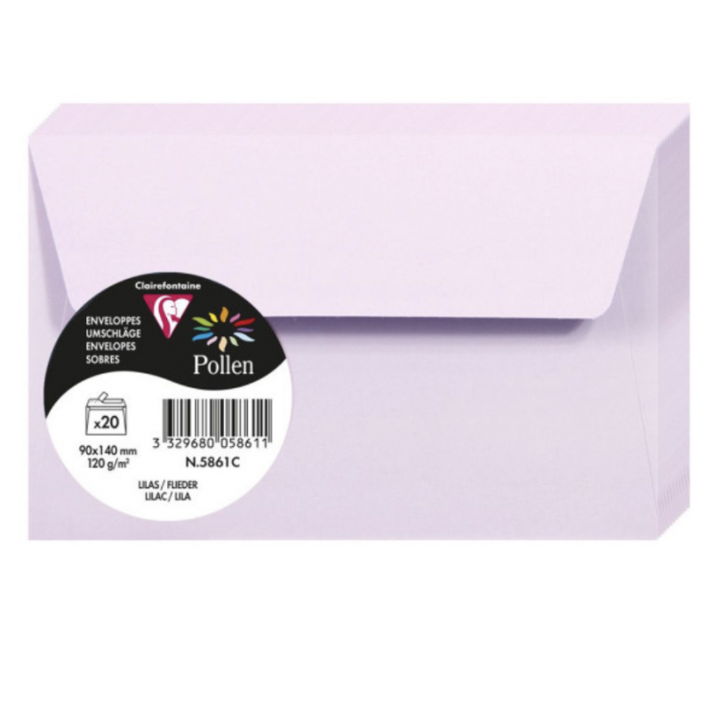 20 Enveloppes Pollen 90x140mm Adhésives Rose Lilas 20 Enveloppes Pollen 90x140mm Adhésives Rose Lilas