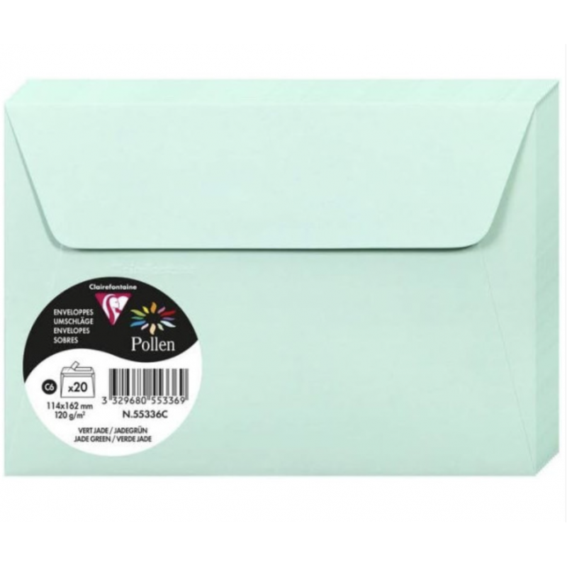 20 Enveloppes Pollen 114x162 Adhésives Vert Jade 20 Enveloppes Pollen 114x162 Adhésives Vert Jade