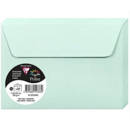 20 Enveloppes Pollen 114x162 Adhésives Vert Jade