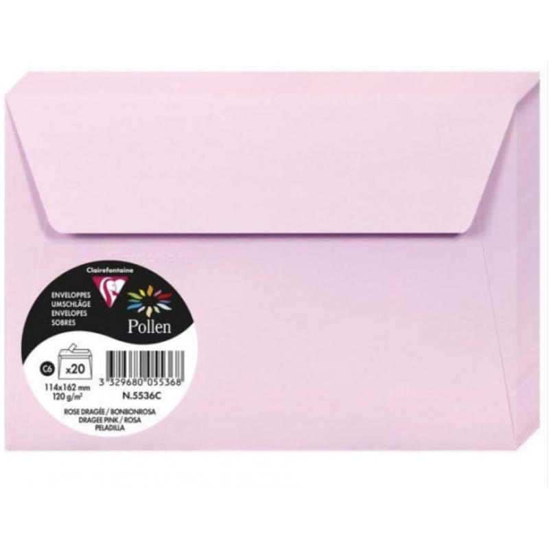 20 Enveloppes Pollen 114x162 Adhésives Rose Dragée 20 Enveloppes Pollen 114x162 Adhésives Rose Dragée