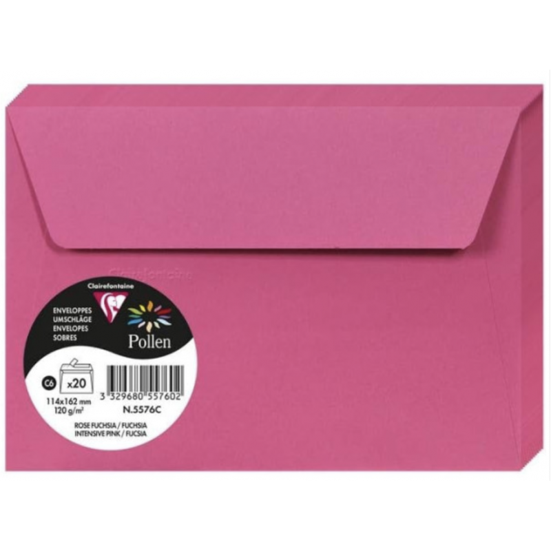 20 Enveloppes Pollen 114x162 Adhésives Rose Fuchsia 20 Enveloppes Pollen 114x162 Adhésives Rose Fuchsia
