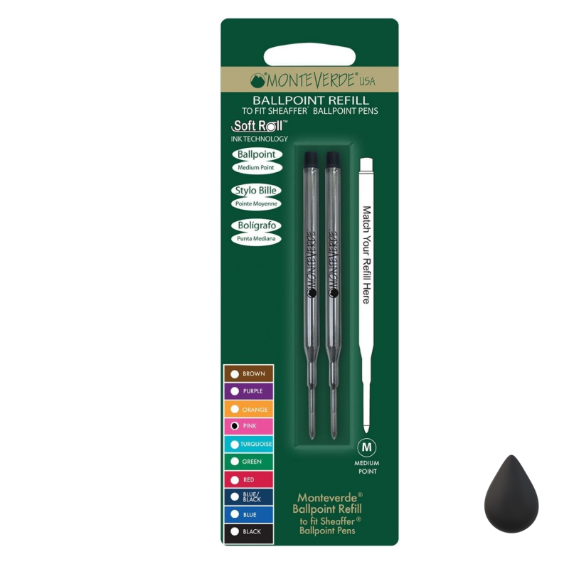 Lot de 2 Recharges Bille Noire compatible Sheaffer® Monteverde® générique Lot de 2 Recharges Bille Noire compatible Sheaffer® Monteverde® générique