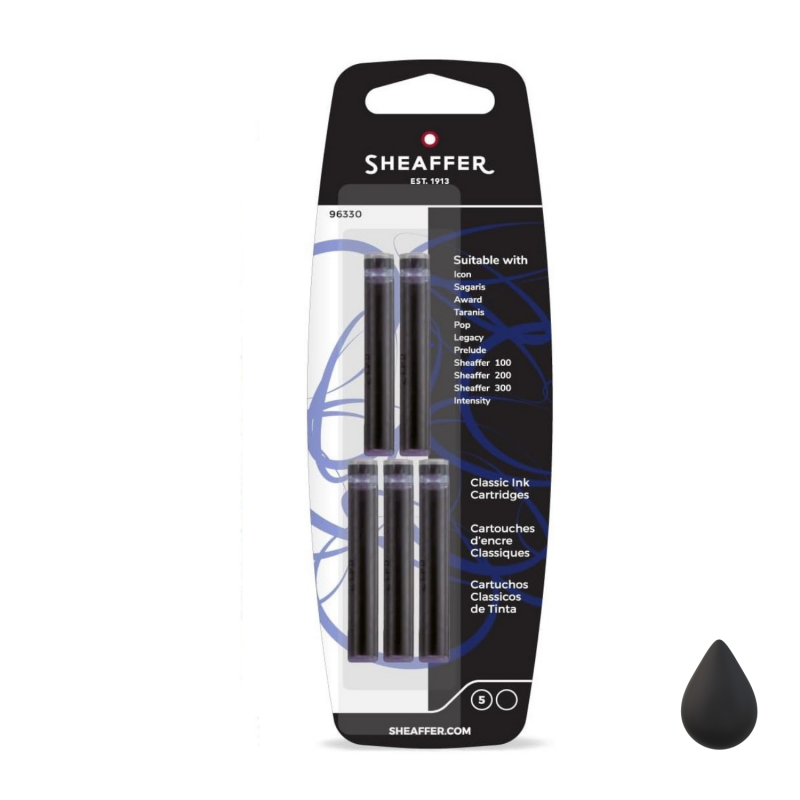 Cartouches Blister 5 recharges Noires Sheaffer® Cartouches Blister 5 recharges Noires Sheaffer®