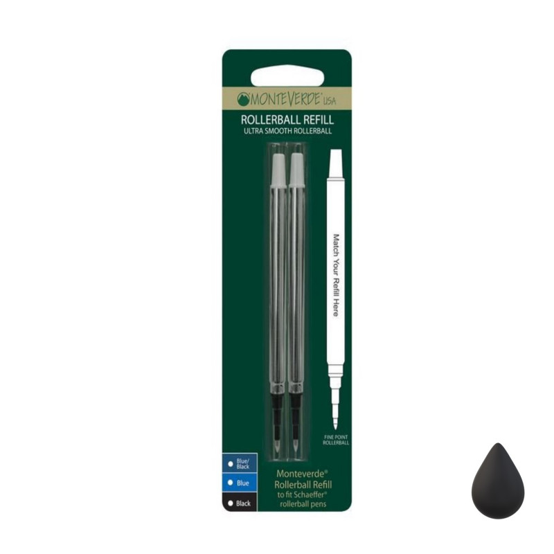 Lot de 2 Recharges Roller Noire compatible Sheaffer® Monteverde® générique Lot de 2 Recharges Roller Noire compatible Sheaffer® Monteverde® générique