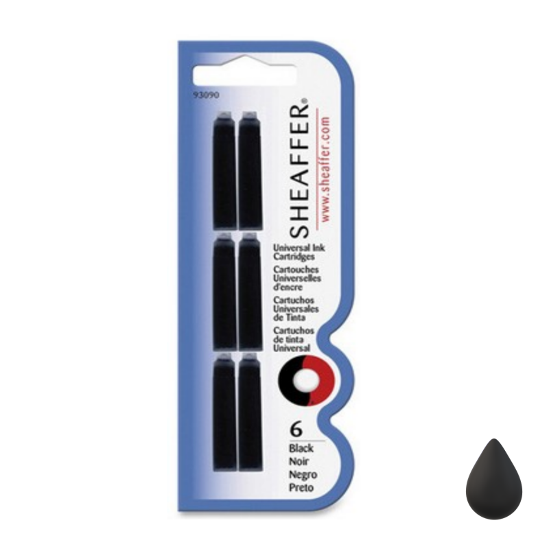 Cartouches Noires QUE POUR STYLO VFM Blister de 6 Sheaffer® Cartouches Noires QUE POUR STYLO VFM Blister de 6 Sheaffer®
