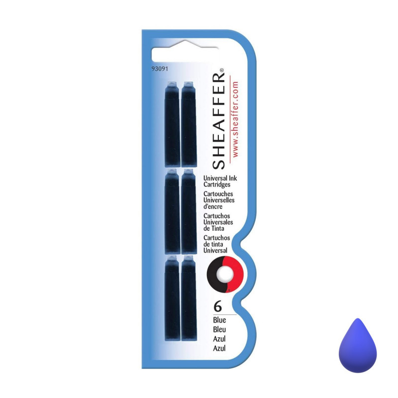 Cartouches Bleue QUE POUR STYLO VFM Blister de 6 Sheaffer® Cartouches Bleue QUE POUR STYLO VFM Blister de 6 Sheaffer®