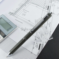 Stylo Enzo Varini Gris Mat Multi-Fonctions "4 en 1" (Bille noire,bleue,rouge et mine 0,5)